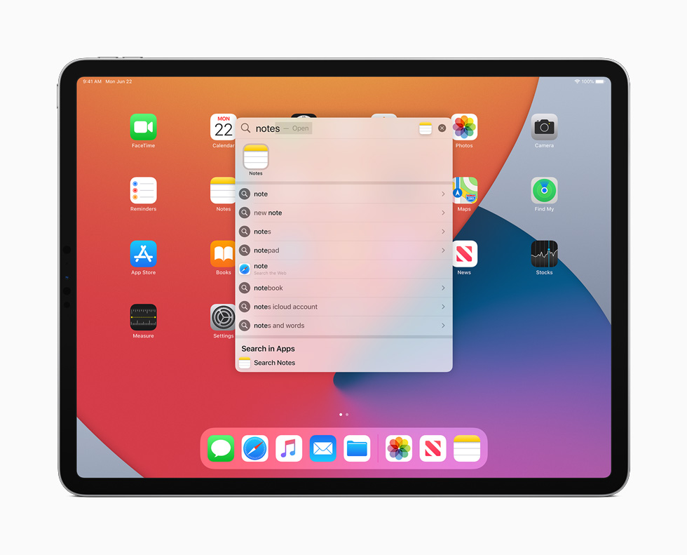 Universal Search displayed on iPad Pro.