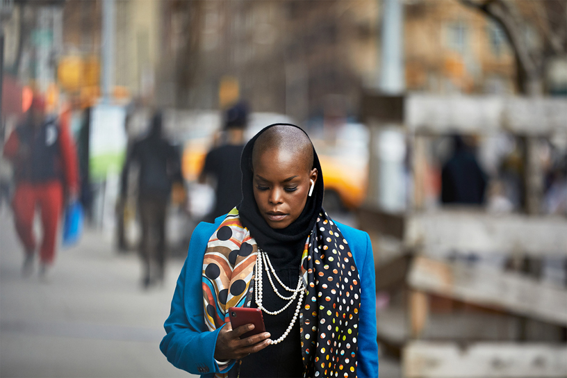 Hope Boykin walks through New York City.