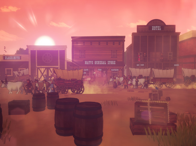 A still from the game “The Oregon Trail.”