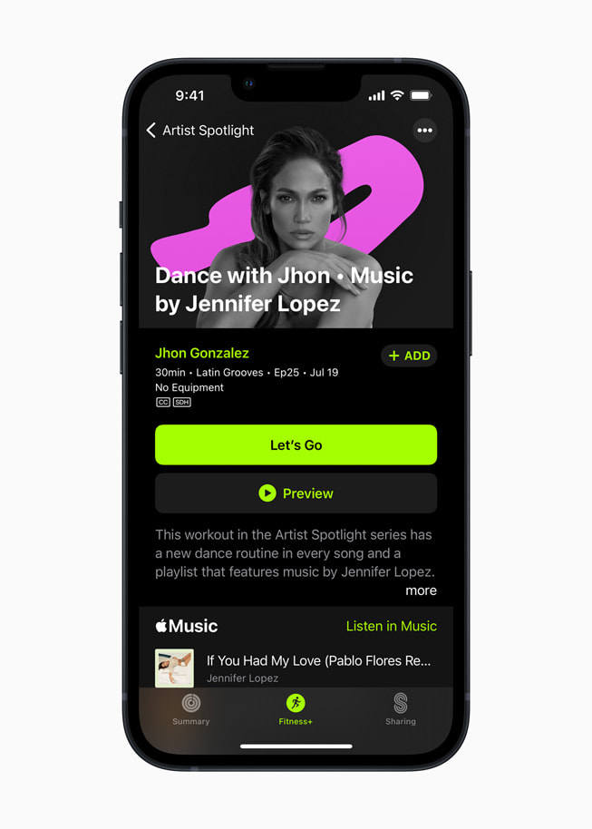 Apple Fitness+ Artist Spotlight series featuring music by Alicia Keys on iPhone 13 Pro.