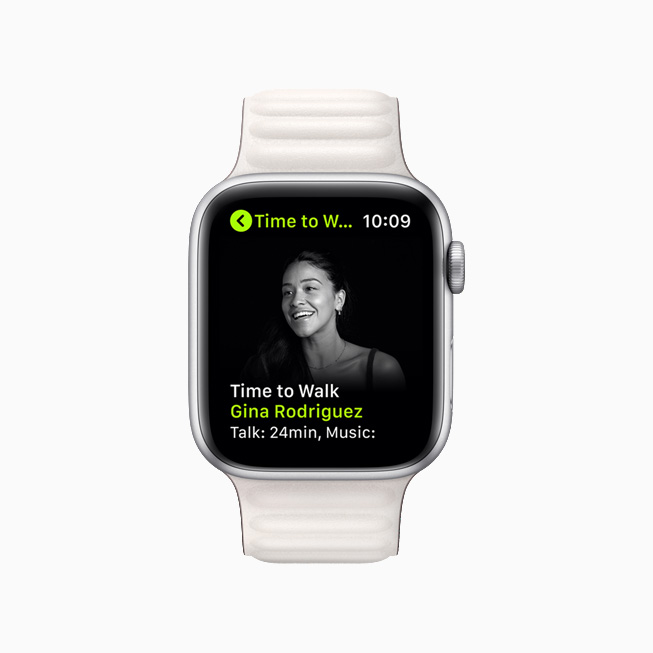 Gina Rodriguez on a new Time to Walk episode on Apple Watch Series 6.