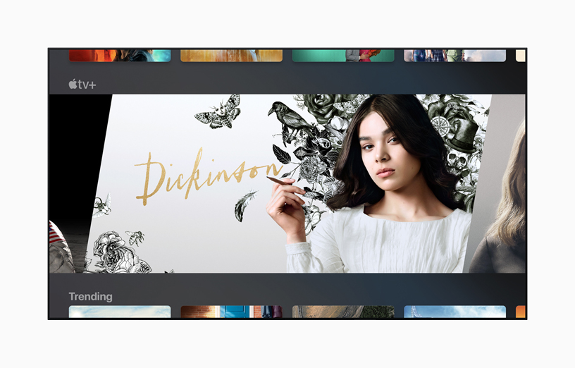 TV displaying Apple TV+’s “Dickinson.”
