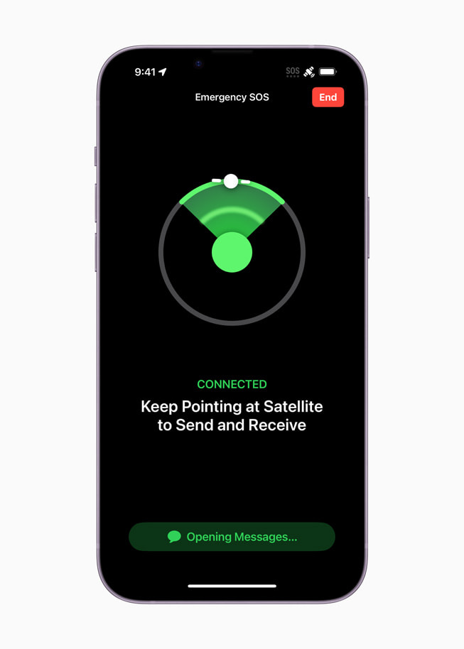 Emergency SOS via satellite on iPhone 14 Plus.