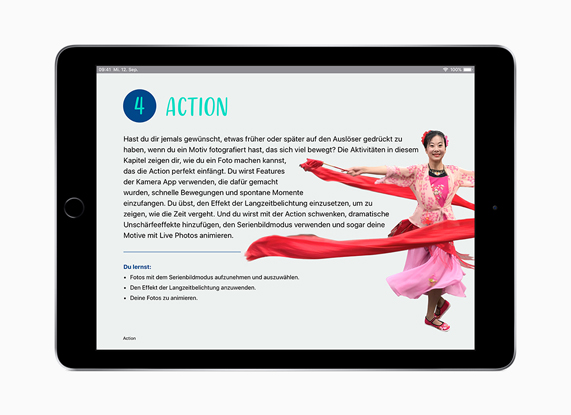 iPad med “Alle kan være kreative” på tysk.