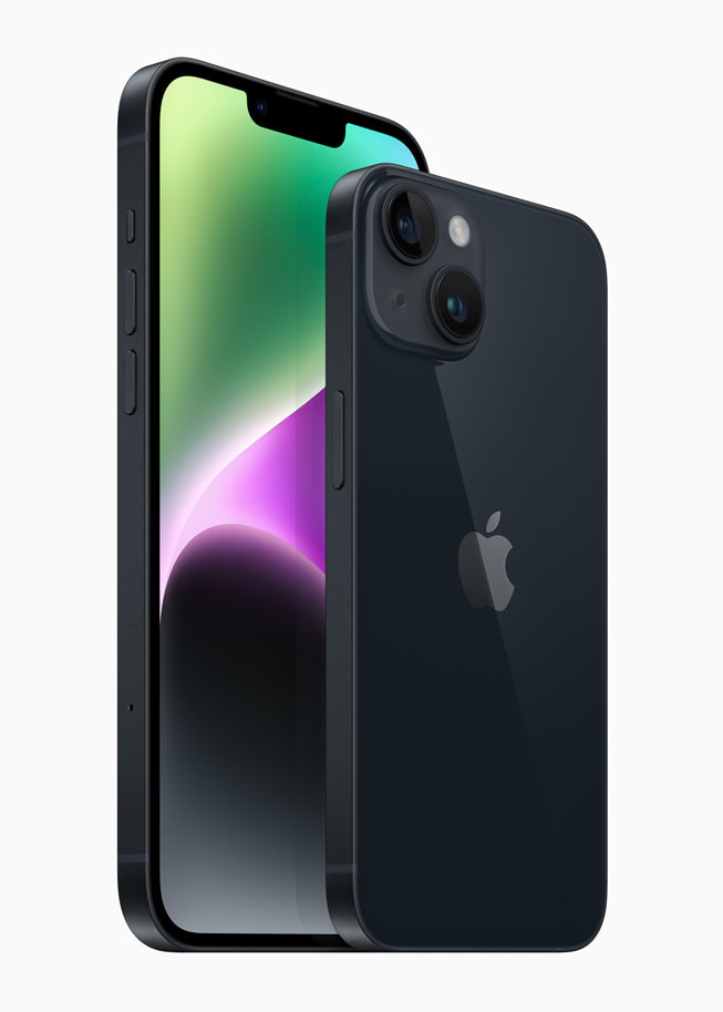El iPhone 14 y iPhone 14 Plus color medianoche.