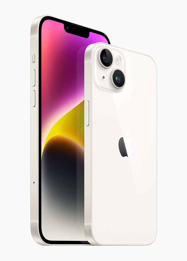 El iPhone 14 y iPhone 14 Plus blanco estelar.