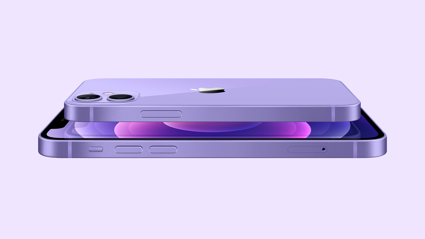 The purple iPhone 12 and iPhone 12 mini.
