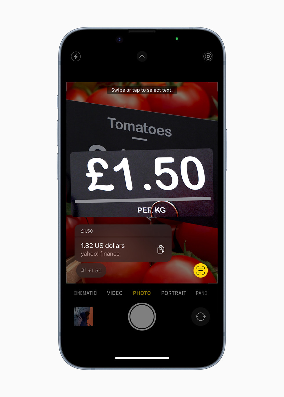 The Live Text function is shown on iPhone.