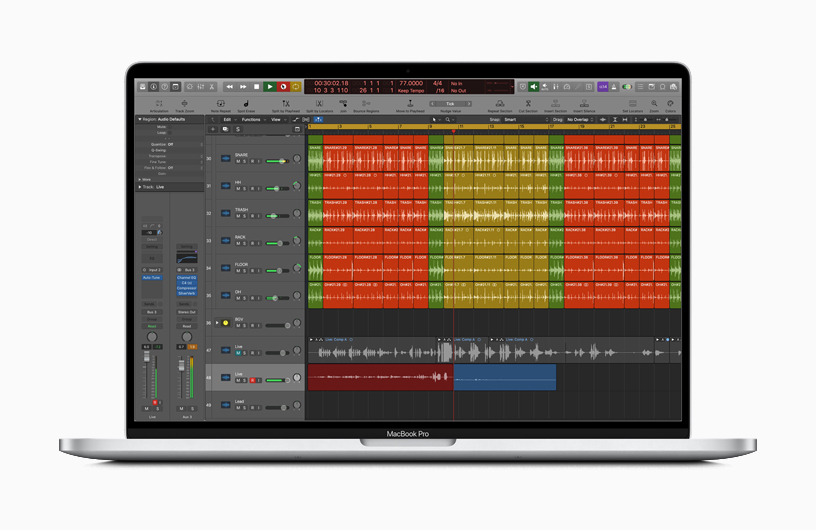 Logic Pro X interface on MacBook Pro.