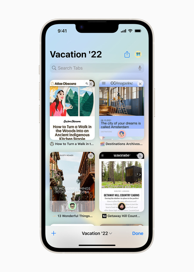 IOS 16’s shared Tab Groups in Safari on iPhone 14.