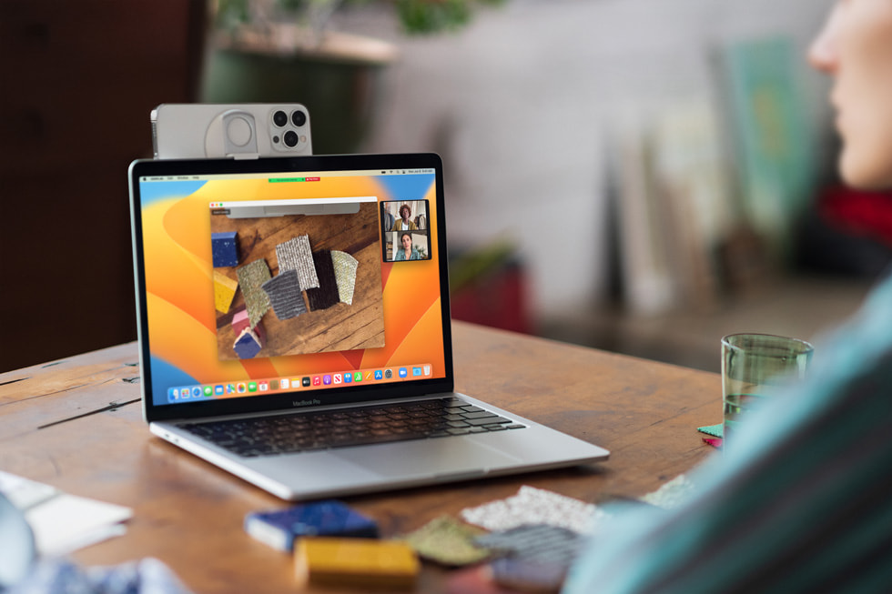 iPhone 13 Pro on MacBook Pro being used as a webcam.