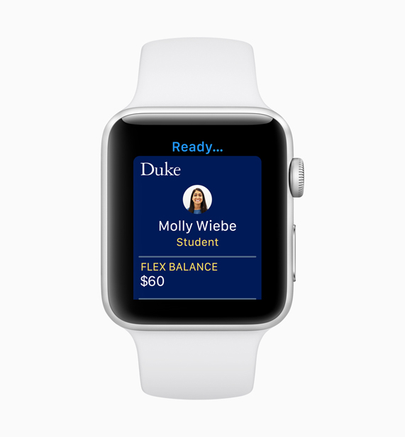Apple Watch screen with the new Student ID card feature