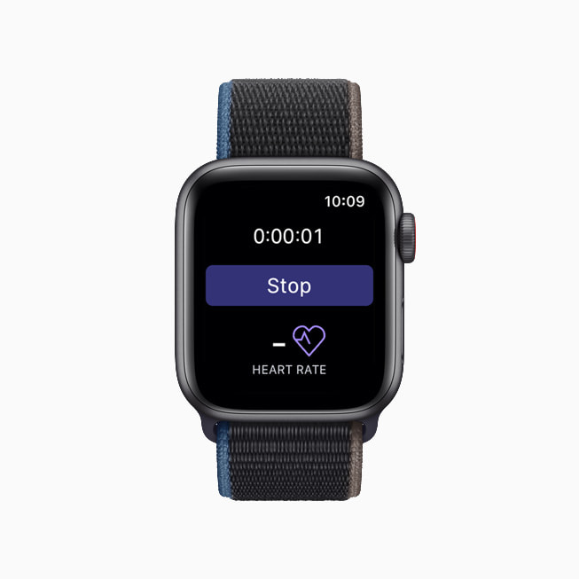 Apple Watch shows the stop button in the NightWare app.