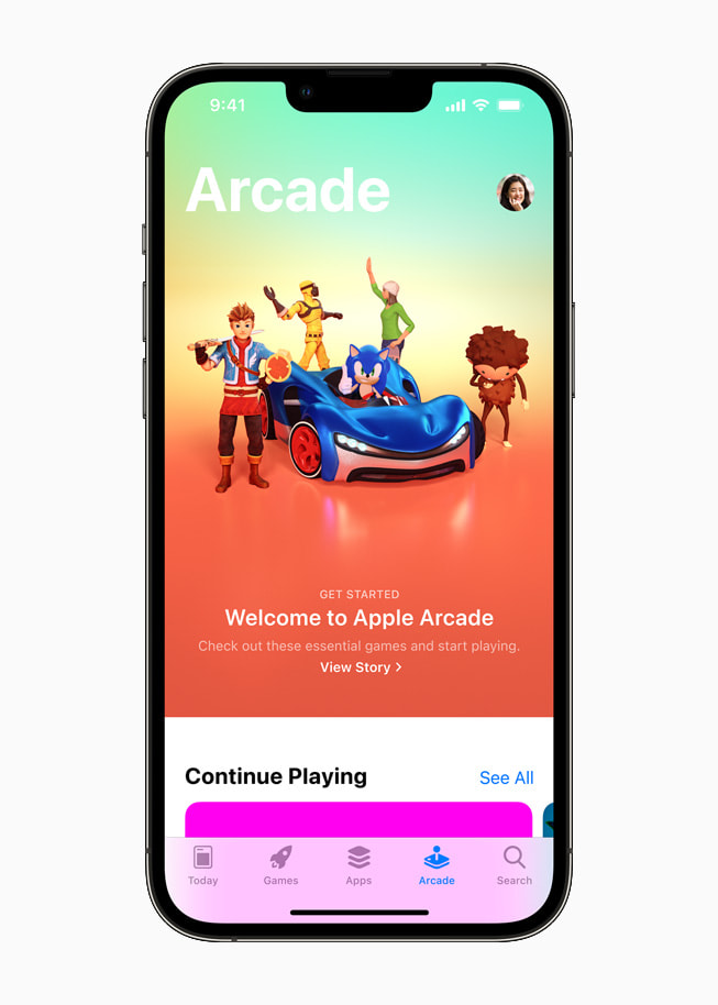 Apple Arcade mostrado no iPhone 13 Pro.
