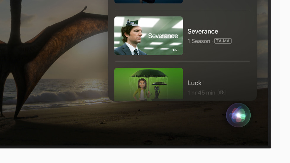 The menu is shown on-screen in close-up form on Apple TV 4K.