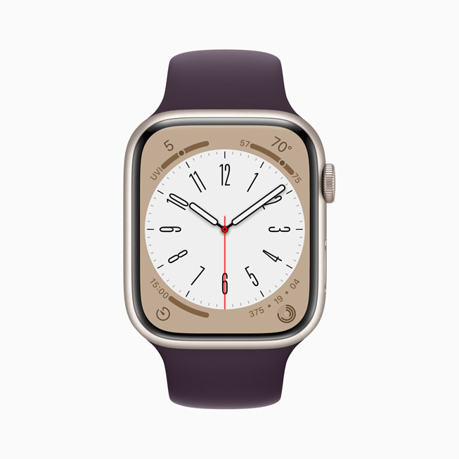 Apple Watch Series 8, der viser urskiven Metropolitan.