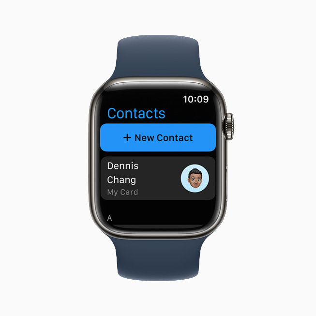 TKTKApple Watch Series 7 shows the Contacts app in watchOS 8.