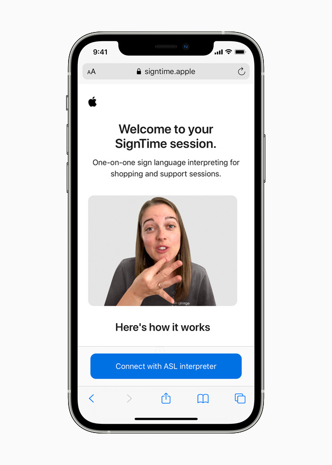 The new SignTime service displayed on iPhone 12 Pro.