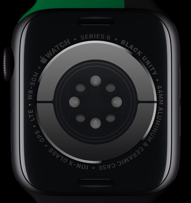 Back crystal of Black Unity Apple Watch Series 6.
