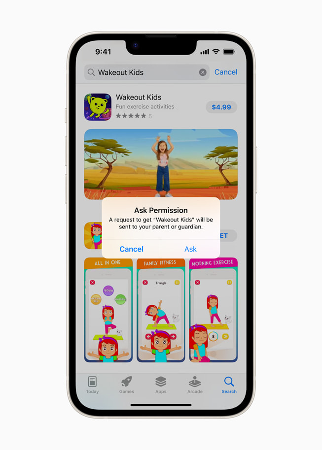 L’option Demander l’autorisation d’achat est présentée sur un iPhone.