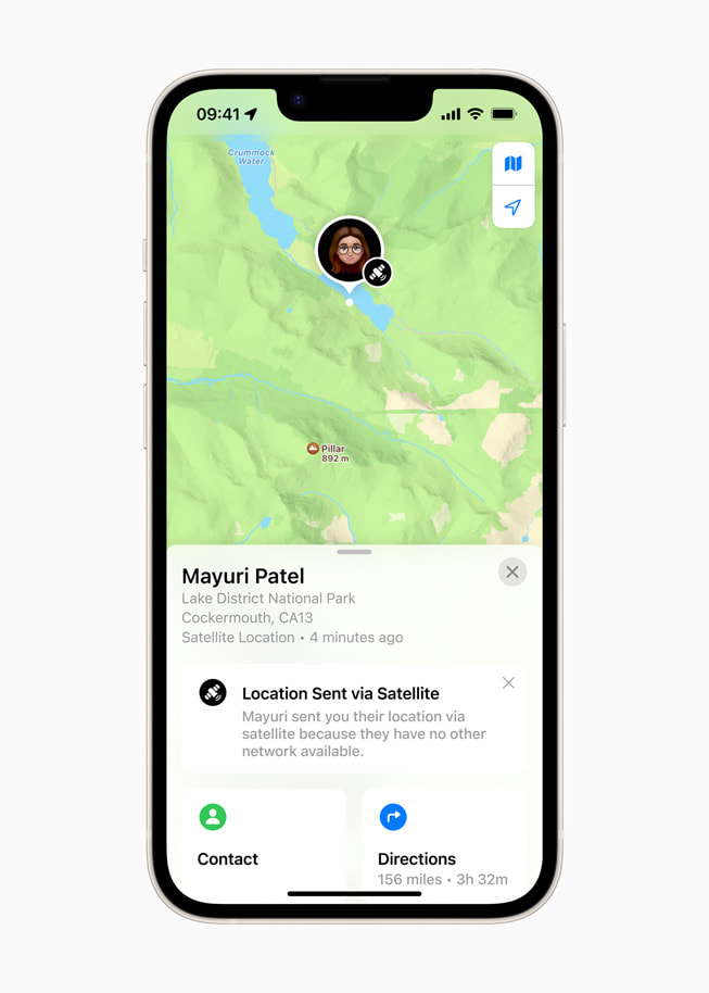 Find My via satellite is shown on iPhone.