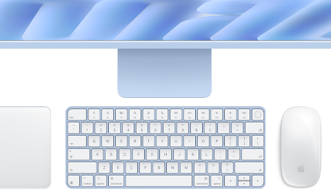 Klawiatura Magic Keyboard z Touch ID, kolor niebieski, i mysz Magic Mouse