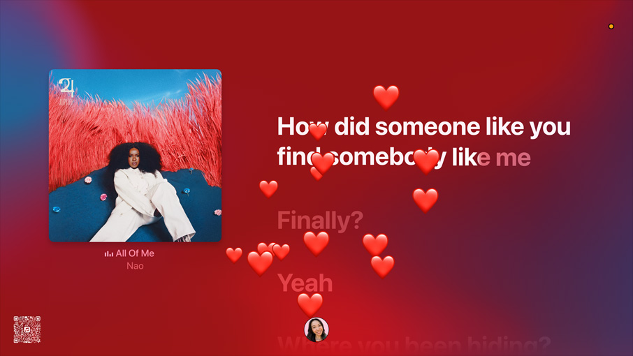 Ilustracja przedstawiająca Apple Music i tekst piosenki „All of me” autorstwa Nao