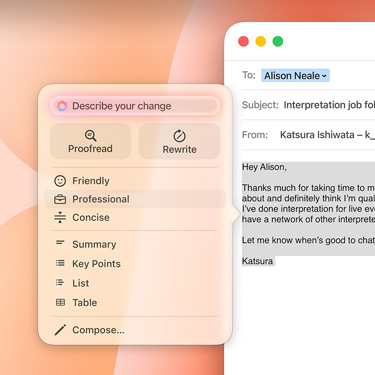 Bir Apple Intelligence istemini gösteren iş mail’i.