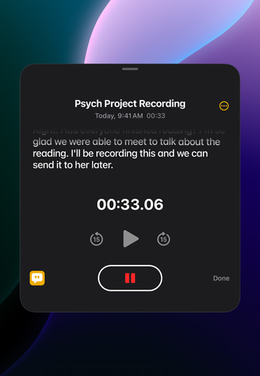 An iPad displaying a recording app.