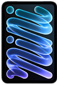 iPad mini, parte frontal, “mini” en letra cursiva con un color degradado y vibrante