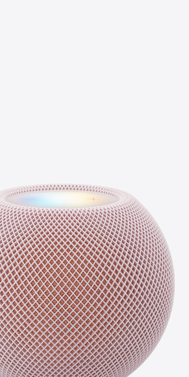 Pembe HomePod, aydınlatmalı üst ekranın yakından görünümü