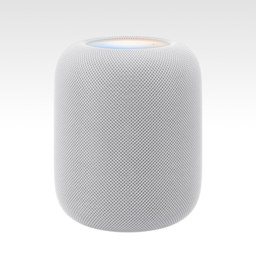 HomePod 2. nesil, beyaz renk, aydınlatmalı üst ekran