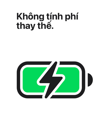 No charge for replacements written above a charged battery icon